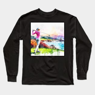 Artistic illustration of a woman golfer Long Sleeve T-Shirt